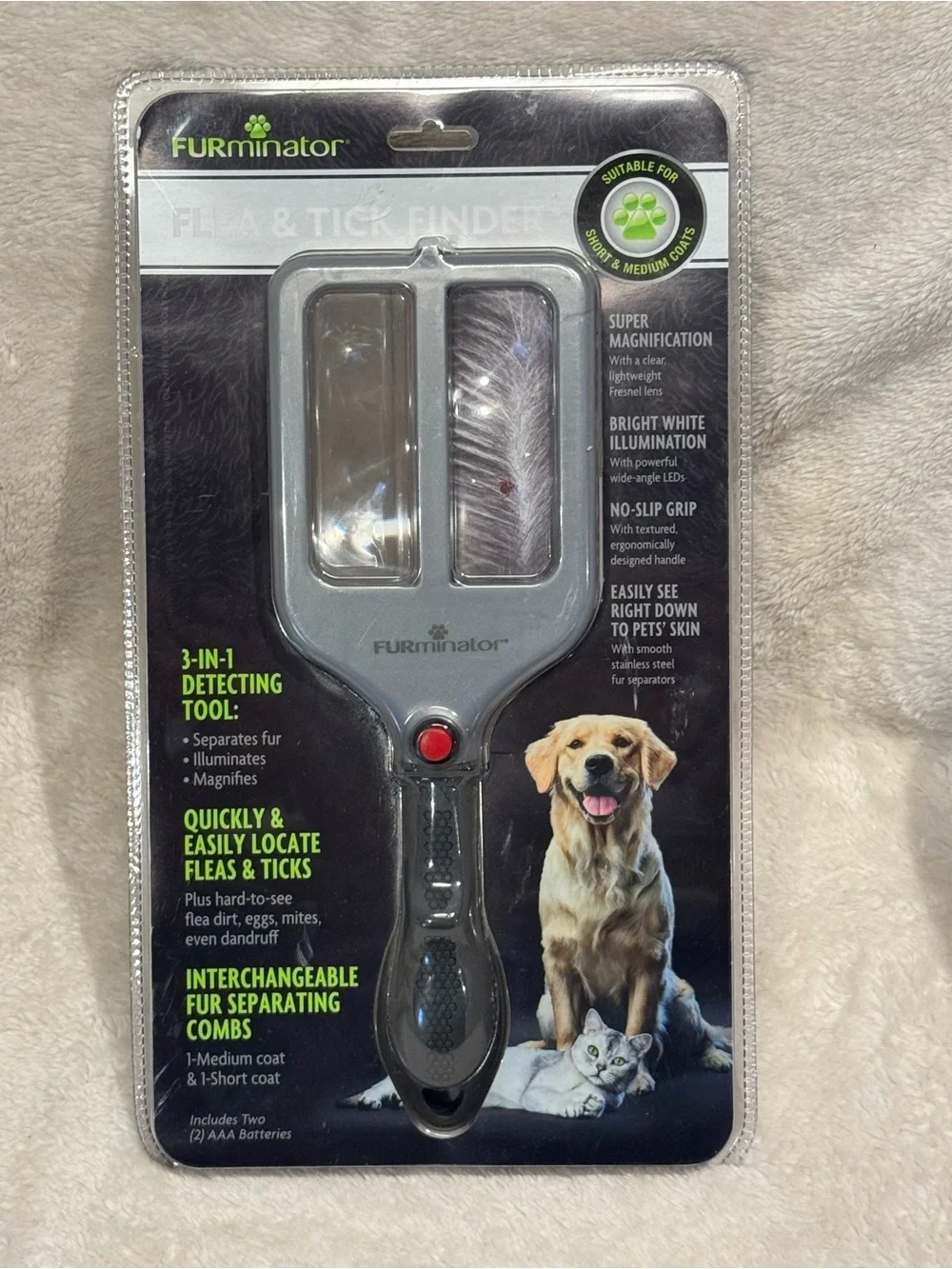 FURminator Flea & Tick Finder - Black and Silver